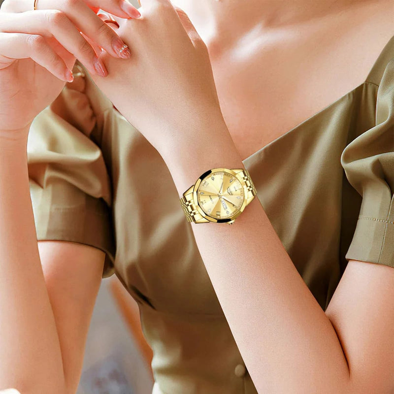 Relógio Feminino  Dourado e Prata Prova D`Água - Relógio Lige