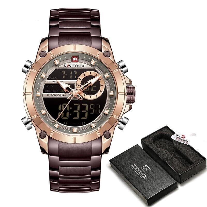 Relógio Masculino de Luxo Naviforce Relógio Navirforce luxo - 05 Loja Maria Clara Marron Luxo , relógio masculino, relógio masculino esportivo, relogio masculino preto, relogio preto masculino, relógio de pulso masculino, relógios naviforce