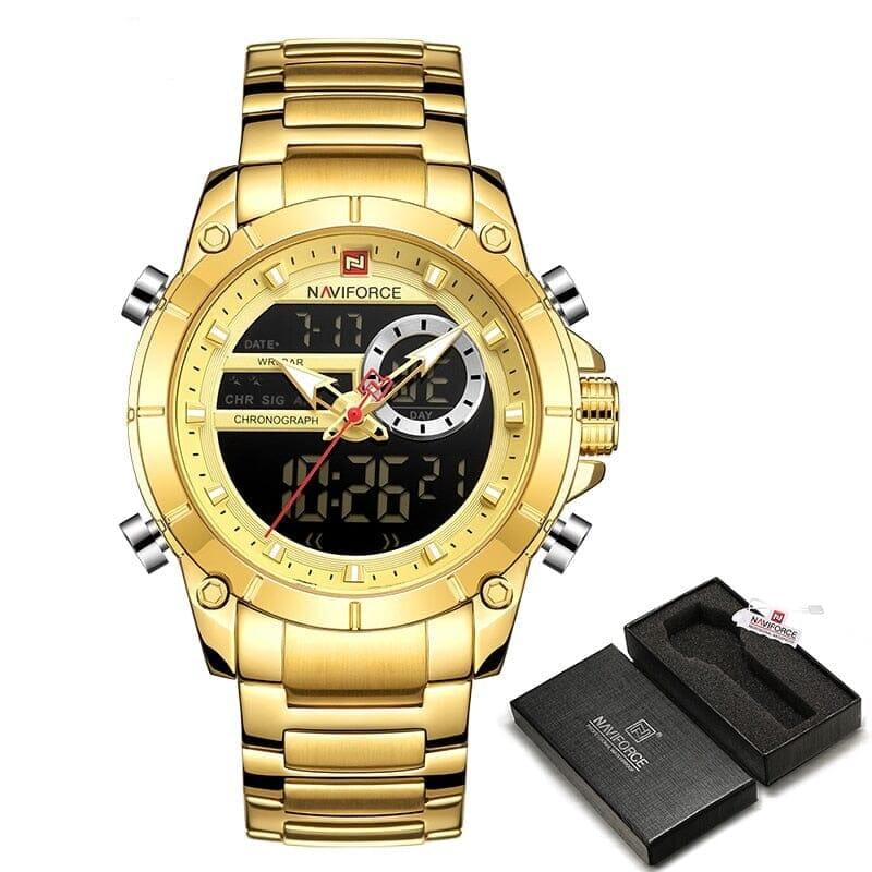 Relógio Masculino de Luxo Naviforce Relógio Navirforce luxo - 05 Loja Maria Clara Ouro Luxo , relogio masculino, relogio masculino dourado, relogio dourado masculino, relógio masculino original