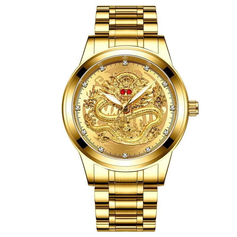 Relógio Dragão - Dourado de Luxo Relógio Dragão - 02 Loja Maria Clara Ouro Gold ,relogio masculino dourado original, relógio masculino dourado digital, relogios masculino, relógio masculino dourado